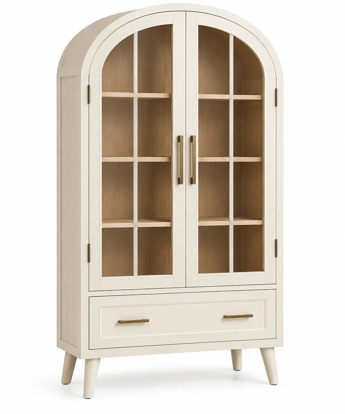 Vitrina de almacenamiento con formas arqueadas, blanco